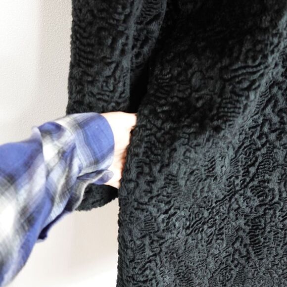 Vintage Persian Lamb Coat (Possibly Faux) with Faux Fur Collar Black Size Unknow - Picture 11 of 16